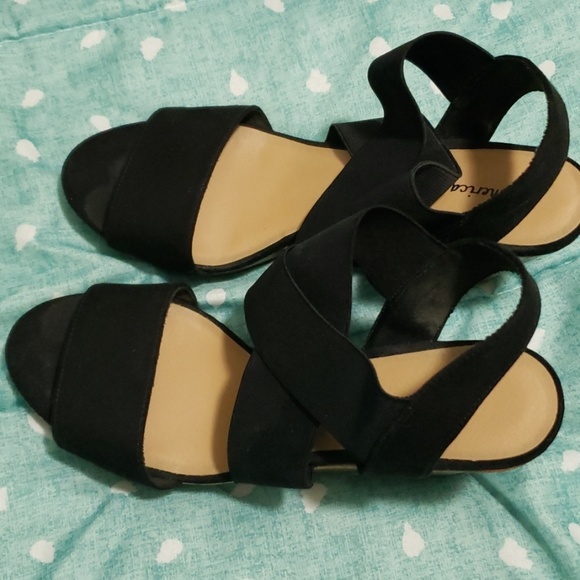 Platform black stretch sandal heels - Picture 2 of 4